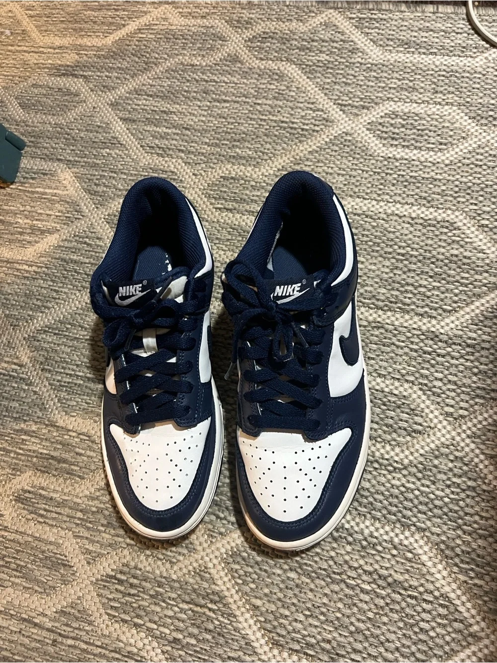 Nike Kids Dunk Navy and white Low- top sneakers.